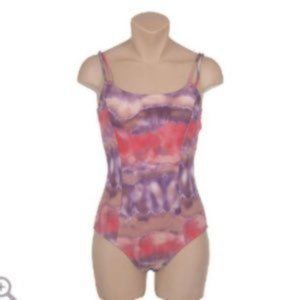 It Figures Tummy Thinner Tie Dye Swimsuit 24 BNWOT
